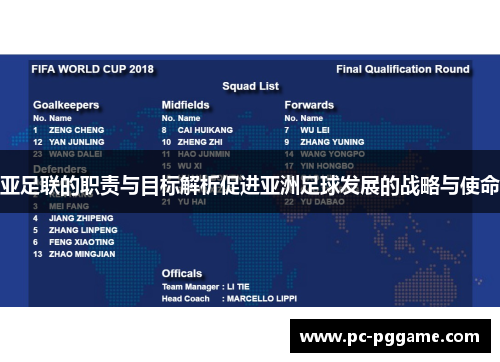 亚足联的职责与目标解析促进亚洲足球发展的战略与使命